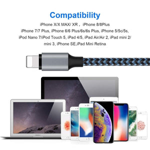 Apple MFi Tanúsítvánnyal Rendelkező iPhone Töltő - Fehér Lightning Kábel Szett (1 m, 3×2 m, 3 m) Gyorstöltéssel - BShopy
