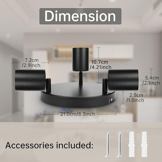 Dehobo Mennyezeti Spot Lámpa - 3 Irányú Beltéri Világítás, (Matt Fekete) - BShopy763043414455_4