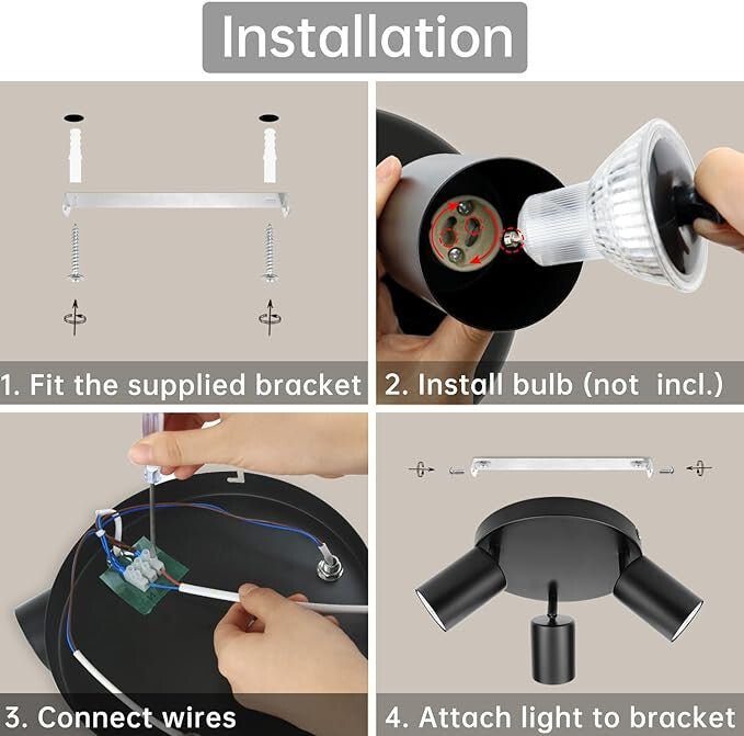 Dehobo Mennyezeti Spot Lámpa - 3 Irányú Beltéri Világítás, (Matt Fekete) - BShopy763043414455_5