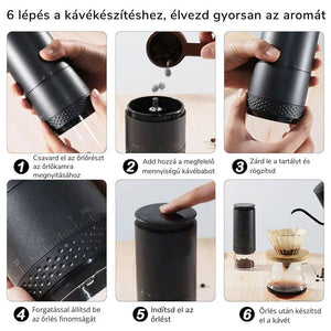 Elektromos Kávédaráló Akkumulátoros – 38 Állítható Őrlési Fokozat, LED Kijelző - BShopy
