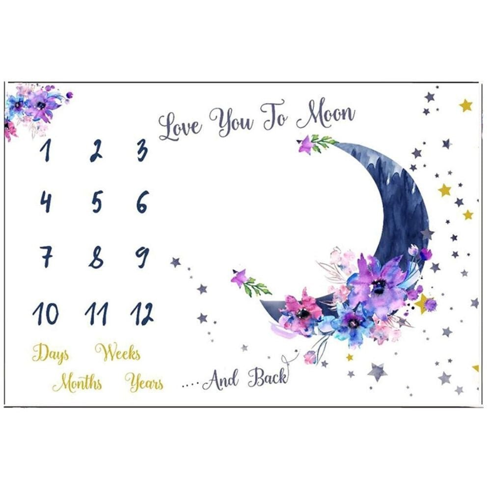 Ever Fairy Mérföldkő Babapléd - Polár, 150×100 cm, Lila Hold Mintás - BShopy