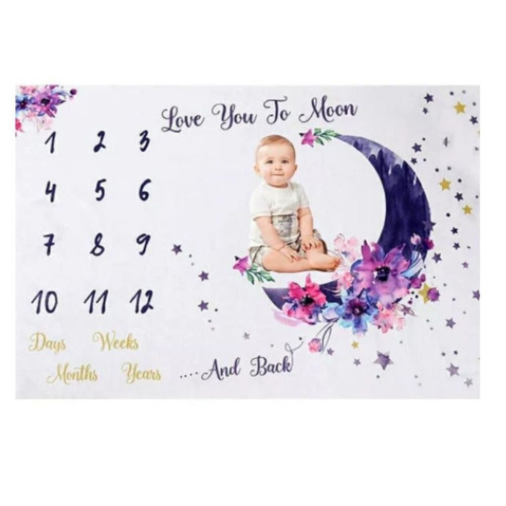 Ever Fairy Mérföldkő Babapléd - Polár, 150×100 cm, Lila Hold Mintás - BShopy