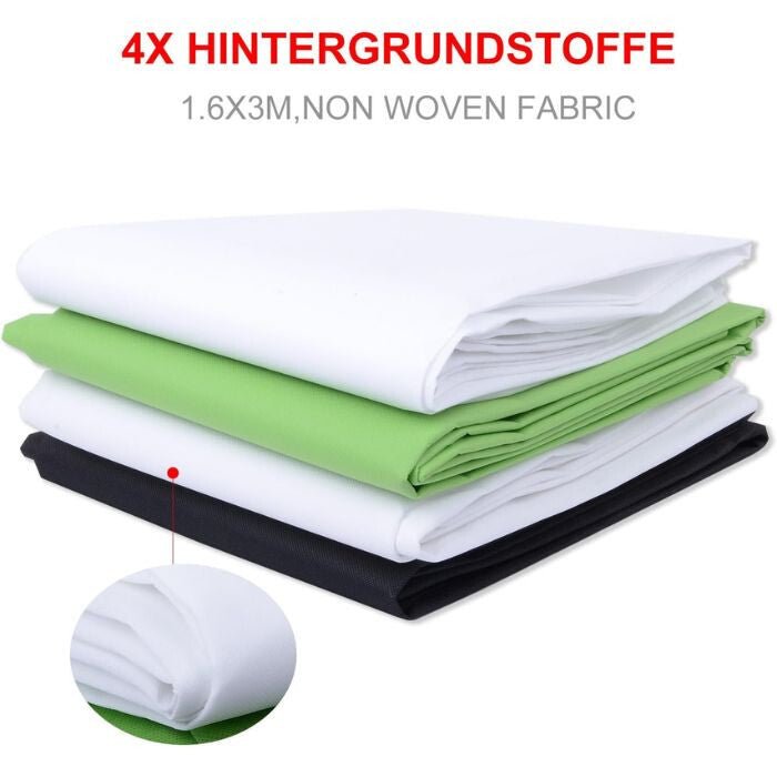 Hakutatz Professzionális Fotóstúdió Szett – Stúdióvilágítás és Háttérrendszer – Softbox Lámpaállványokkal – Védőtáskával - BShopy