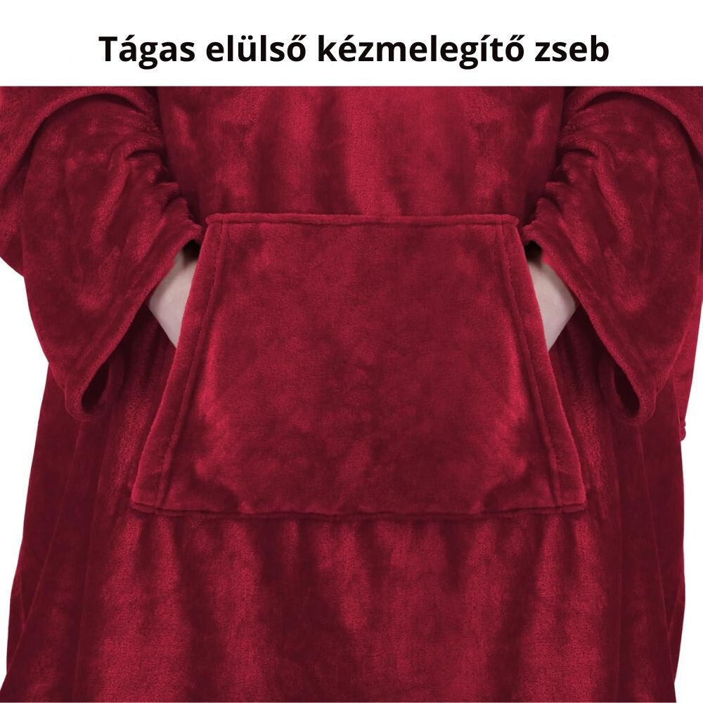 Hordható Pléd Kéznyílással és Zsebbel – Extra Puha Kivitel, Bordó - BShopyB09CYMWRP5_2