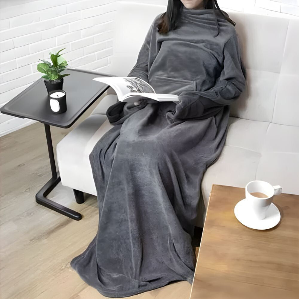 Hordható Pléd Kéznyílással és Zsebbel – Extra Puha Kivitel, Világosszürke - BShopyB0B9GPP74F_0