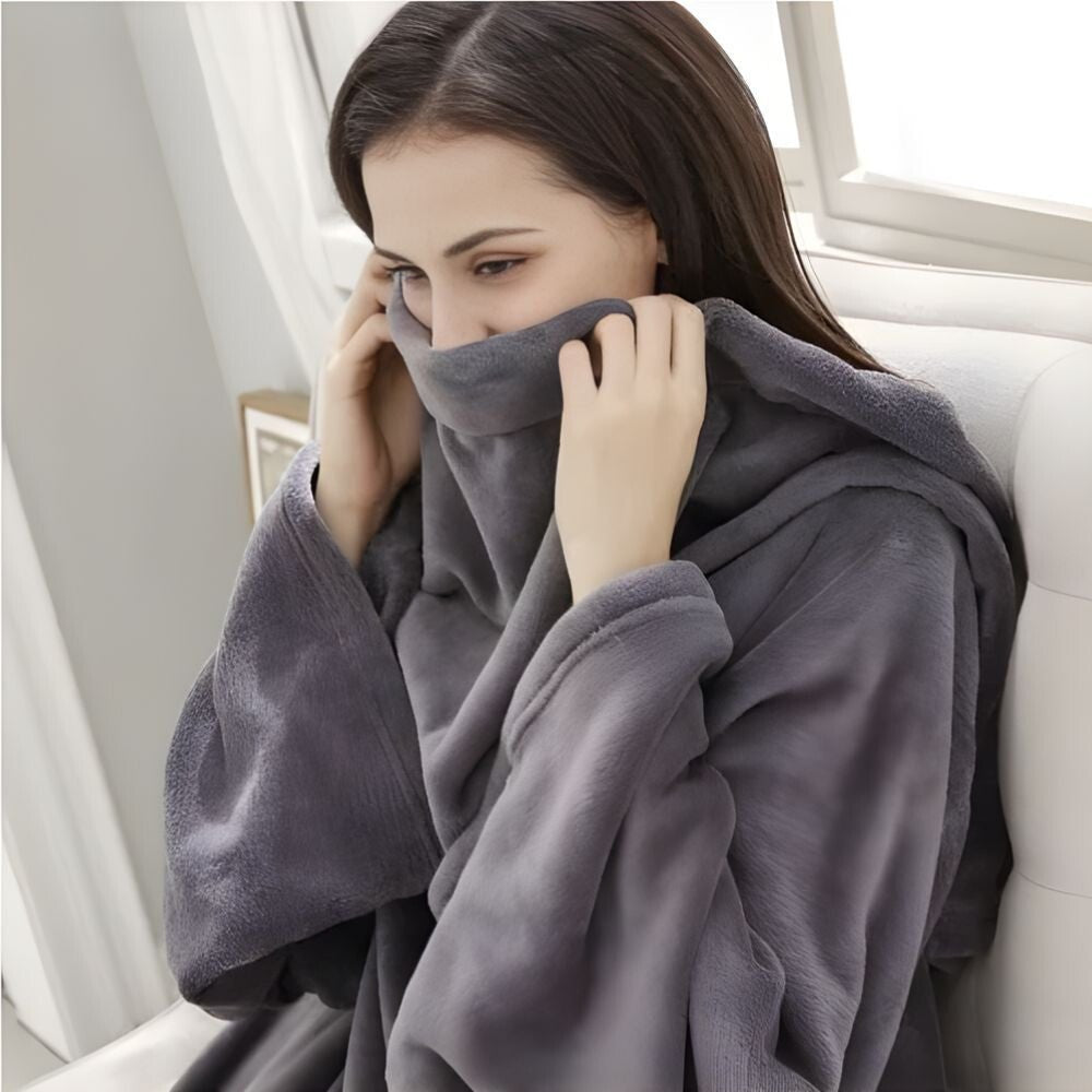 Hordható Pléd Kéznyílással és Zsebbel – Extra Puha Kivitel, Világosszürke - BShopyB0B9GPP74F_2