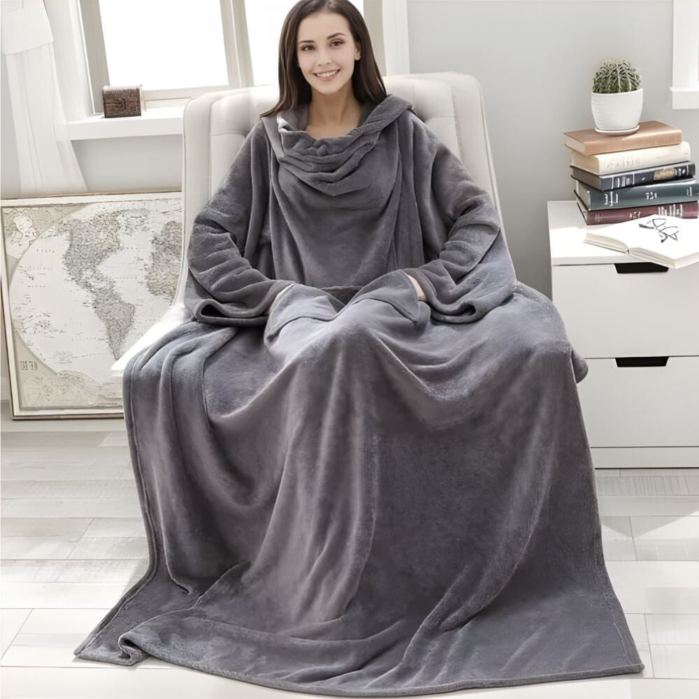 Hordható Pléd Kéznyílással és Zsebbel – Extra Puha Kivitel, Világosszürke - BShopyB0B9GPP74F_1