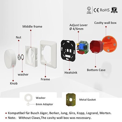 Iolloi Forgatós, Beépíthető Dimmer Kapcsoló Dimmerelhető LED - ekhez 150W - BShopyX0016LH4WH_1