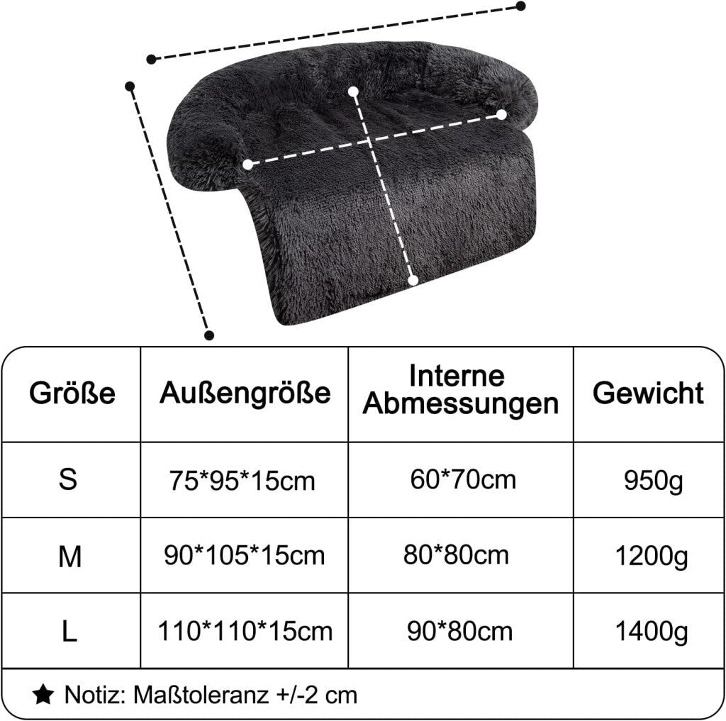 Jollywoods Kanapévédő Kutyaágy Kis - és Közepes Méretű Kutyáknak Fekete S (75x 95x15cm) - BShopy