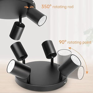 Ketom drehbarer, verstellbarer 4-flammiger GU10 LED-Deckenstrahler (Schwarz)-BShopy