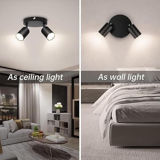 Ketom Szabályozható, Többirányú LED Mennyezeti Spotlámpa (Fekete) - BShopy