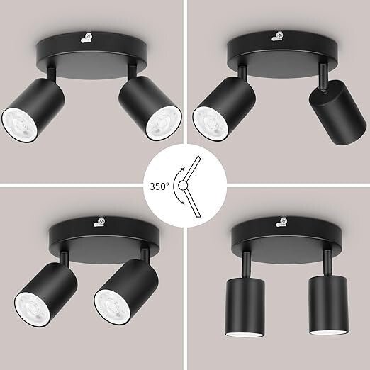 Ketom Szabályozható, Többirányú LED Mennyezeti Spotlámpa (Fekete) - BShopy