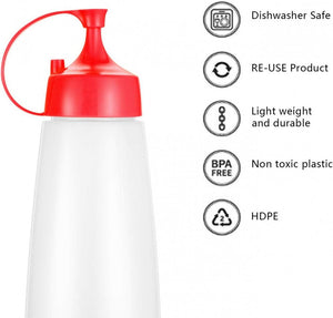 LikeSun 3 Darabos Műanyag Szószos Üveg Szett – 550 ml Adagolóflakon Öntetekhez és Szószokhoz - BShopy