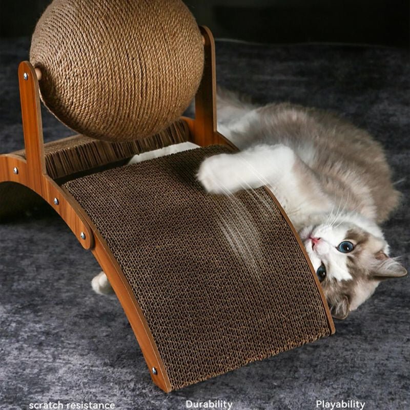 Macskakaparó Oszlop Rögzített Játéklabdával – Strapabíró Kaparófelület Kis - és Közepes Testű Macskáknak - BShopy921312754166_2