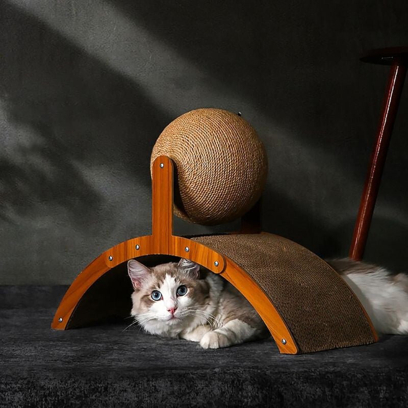 Macskakaparó Oszlop Rögzített Játéklabdával – Strapabíró Kaparófelület Kis - és Közepes Testű Macskáknak - BShopy921312754166_5