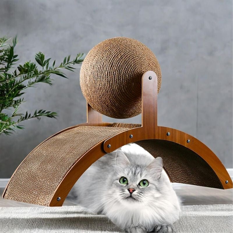 Macskakaparó Oszlop Rögzített Játéklabdával – Strapabíró Kaparófelület Kis - és Közepes Testű Macskáknak - BShopy921312754166_6