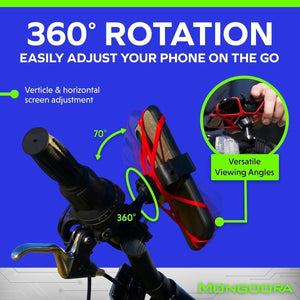 Mongoora Univerzális Kerékpáros Telefontartó – 360° - os Forgatással és Extra Biztonsági Szilikonhálóval - BShopy