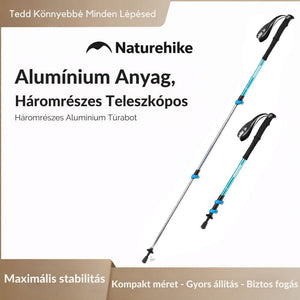 Naturehike Aluminium-Wanderstock – 3-teilig, 61–135 cm, mit EVA-Griff, Blau - BShopy