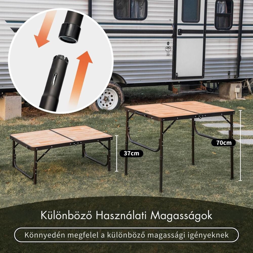 Naturehike Összecsukható Kempingasztal – MDF Asztallappal és Hordtáskával, 53 × 40 cm, Világos Natúr Fa Hatású - BShopy