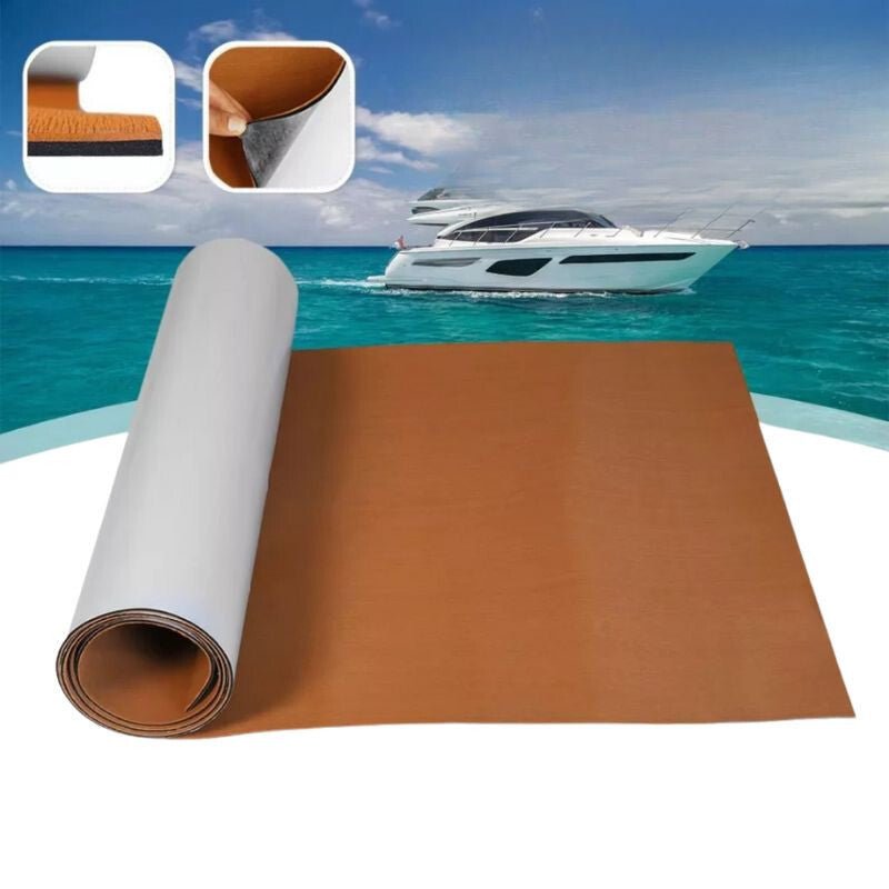 Öntapadós EVA Hajópadló Burkolólap 2400x900x6 mm - Világosbarna Teak Minta, Csúszásmentes, Vízálló - BShopy921044291236_0