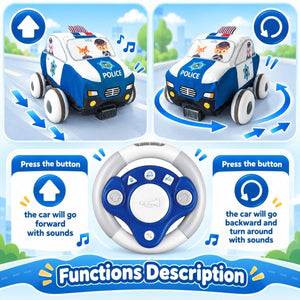 Ferngesteuertes Spielzeugauto aus weichem Material mit Spielteppich (Polizeiauto) - BShopy