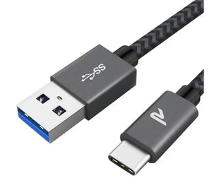 Rampow USB - C Fonott Adatkábel 2m Szürke - Gyorstöltés és Adatátvitel - BShopy