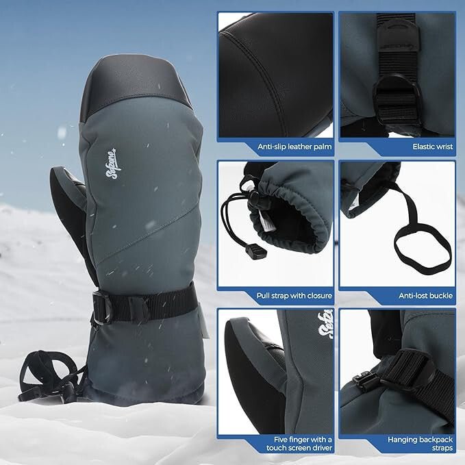 Sefzone Felnőtt Érintőképernyős Téli Vízálló Egyujjas Síkesztyű M - BShopyG5572 - POA9899837_3