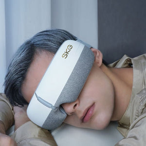 SKG E3 - EN Okos Szemmasszírozó - Relaxáló Hőterápia, Légnyomásos Masszázs és Bluetooth Zene, Fehér - BShopy