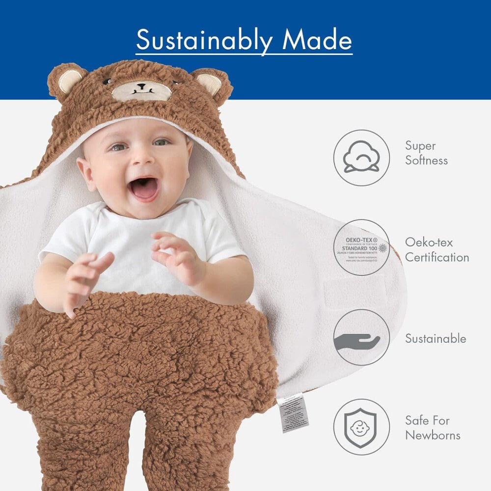 Soarwg Kids Babapólya 0 - 6 Hónapos Babáknak - Barna és Fehér, Puha, Meleg Pólya Újszülötteknek - BShopyX001RGM5ST_2