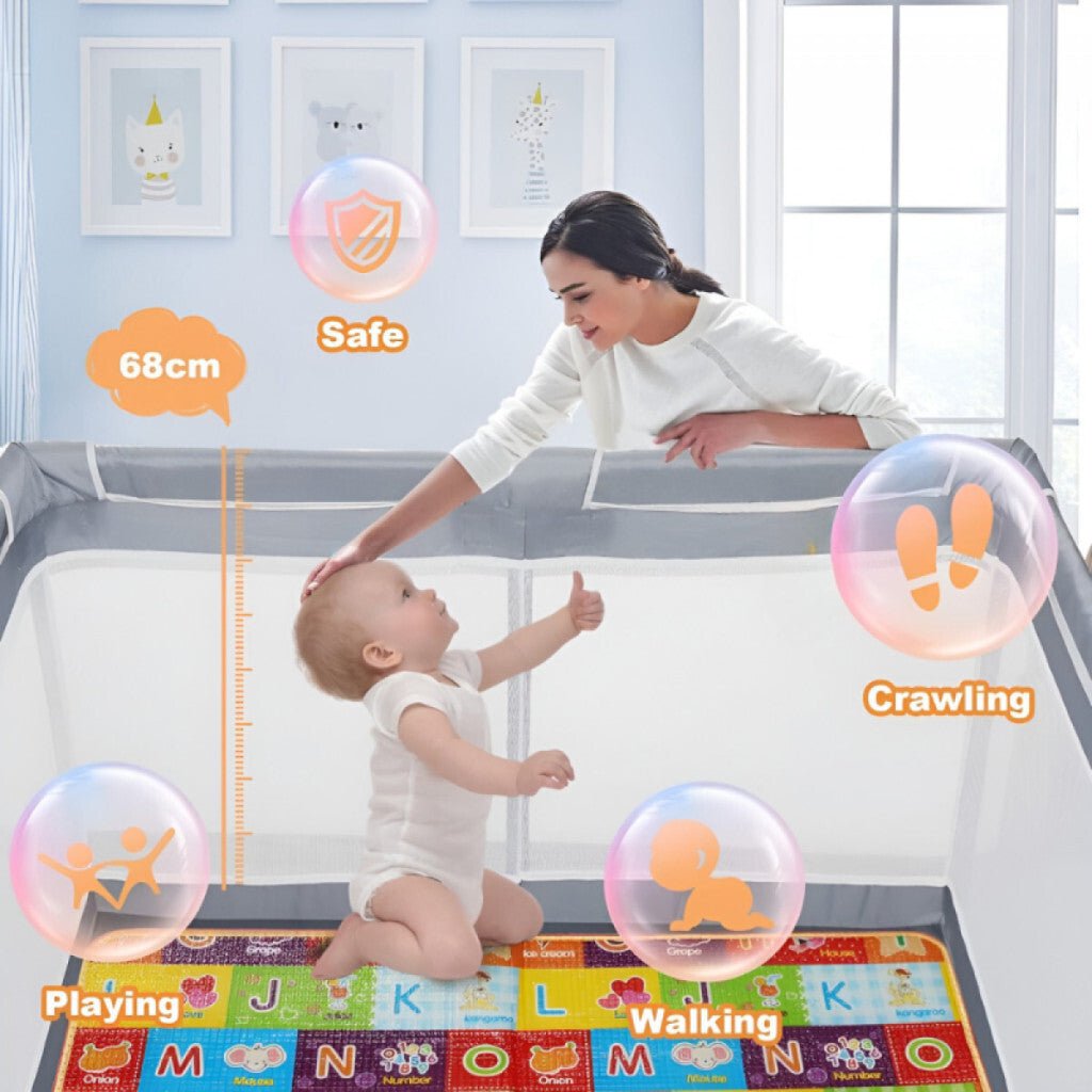 Tenckat Hordozható Babajátszókeret – Kisállatos Matraccal, 130×130×68 cm - BShopyX001QDF8KZ_2