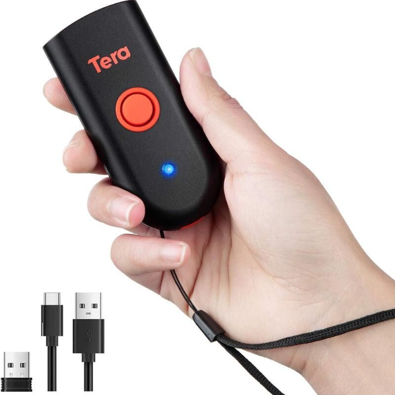 Tera Mini Hordozható 1D CCD Vonalkódolvasó – Bluetooth, 2.4G Vezeték Nélküli és USB Kapcsolat - BShopyTERA1DHAND_0