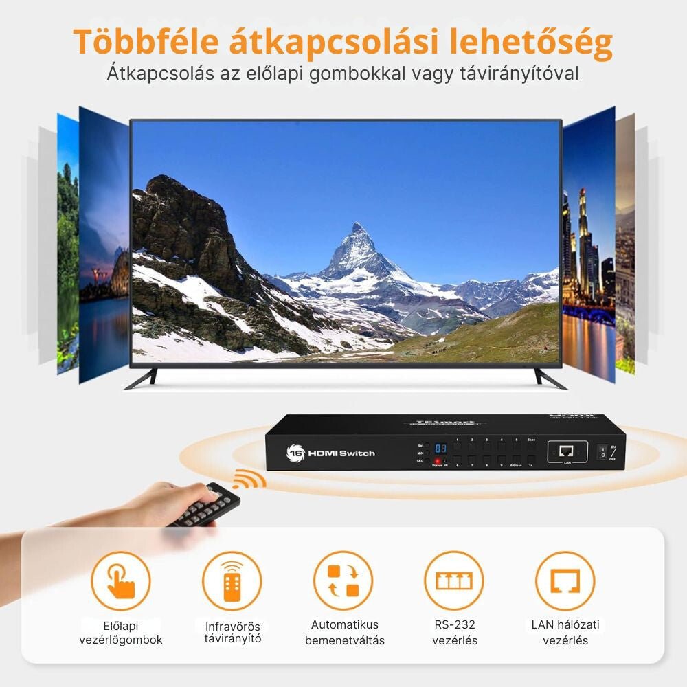 TESmart 16 Portos HDMI Switch (16×1) – 4K@60Hz, EDID Emulátor, RS232 és LAN Vezérlés, HDCP 2.2, Rackbe Szerelhető, IR Távirányítóval - BShopyX0012LH4JJ_2