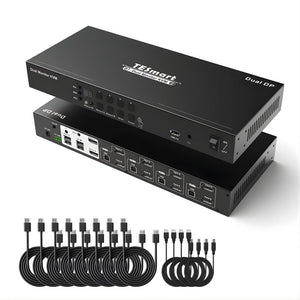 TESmart Dual Monitor DisplayPort KVM Switch – 8x2 (4 PC, 2 Monitor) 4K@60Hz, EDID, Hot Plug, USB 2.0, Pass - Through, DCCI - BShopy