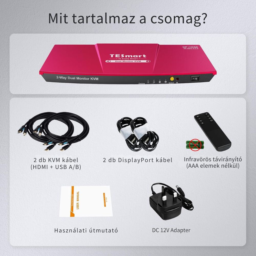 TESmart Dual Monitor KVM Switch – 4x2 (2 PC / 2 Monitor) UHD 4K@60Hz, EDID - BShopyHDK0402A1U - EURD_8