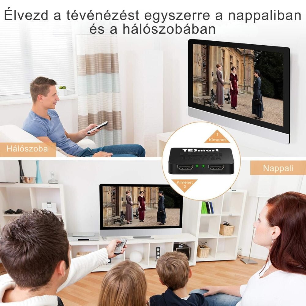 TESmart HDMI Splitter 1x2 – 4K@30Hz Ultra HD, HDMI Elosztó TV - hez, konzolhoz - BShopy1 HDMI 2 TV - re4K@30HzDolby DTS támogatásX000X5KUH3_2