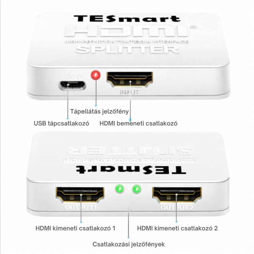TESmart HDMI Splitter 1x2 – 4K@60Hz HDMI 2.0 Elosztó, Tükrözött Megjelenítés – Fehér - BShopy18Gbps HDMI4K@60HzDeep Color támogatásX0012F4BK5_1
