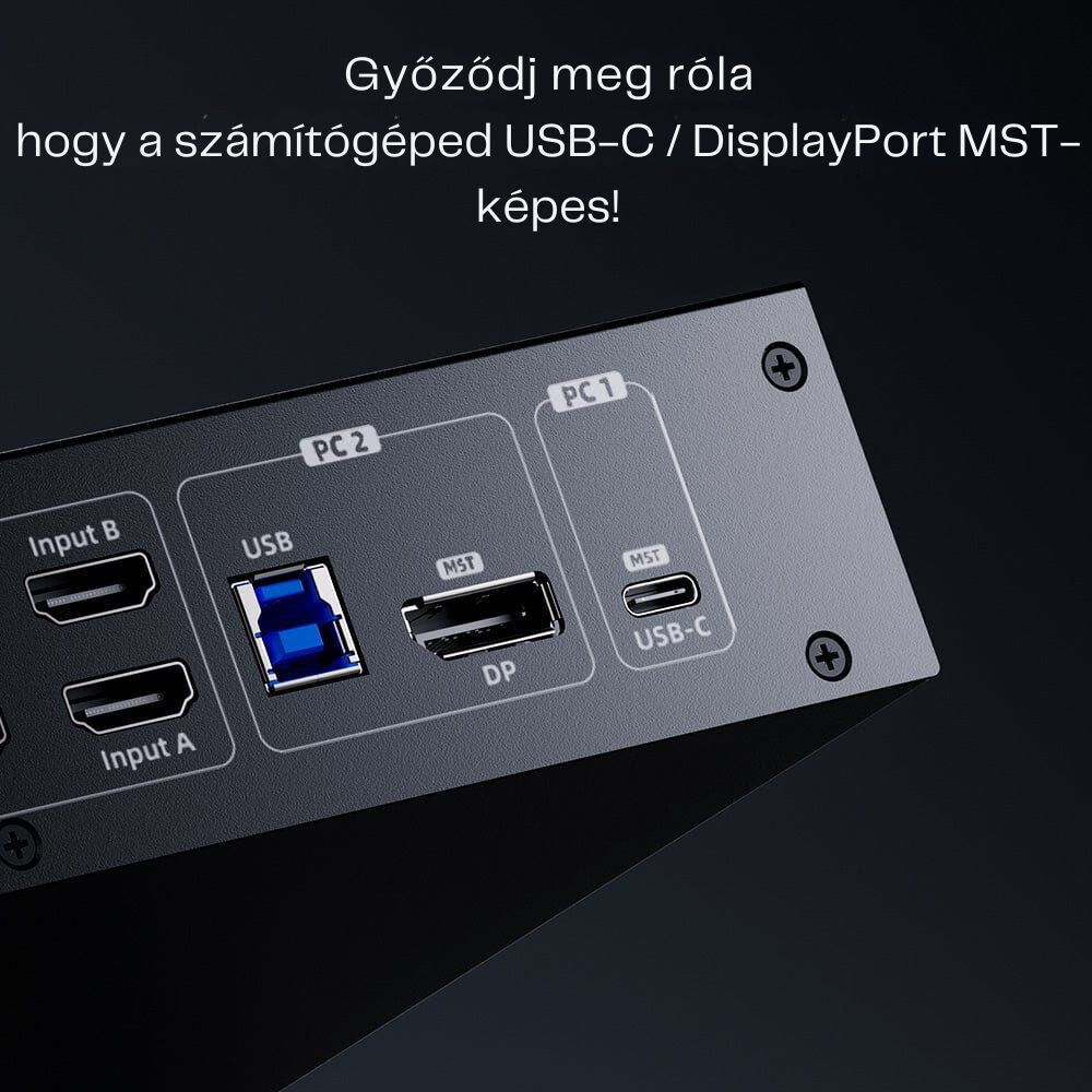 TESmart MST KVM Dokkolóállomás 3 Monitorhoz, 4K 60Hz, EDID - 1 Laptop + 3 Számítógép - BShopy1 laptop 3 PC KVM3 monitor 4 számítógép3 monitoros KVMHDC403 - P23 - EUBK_3