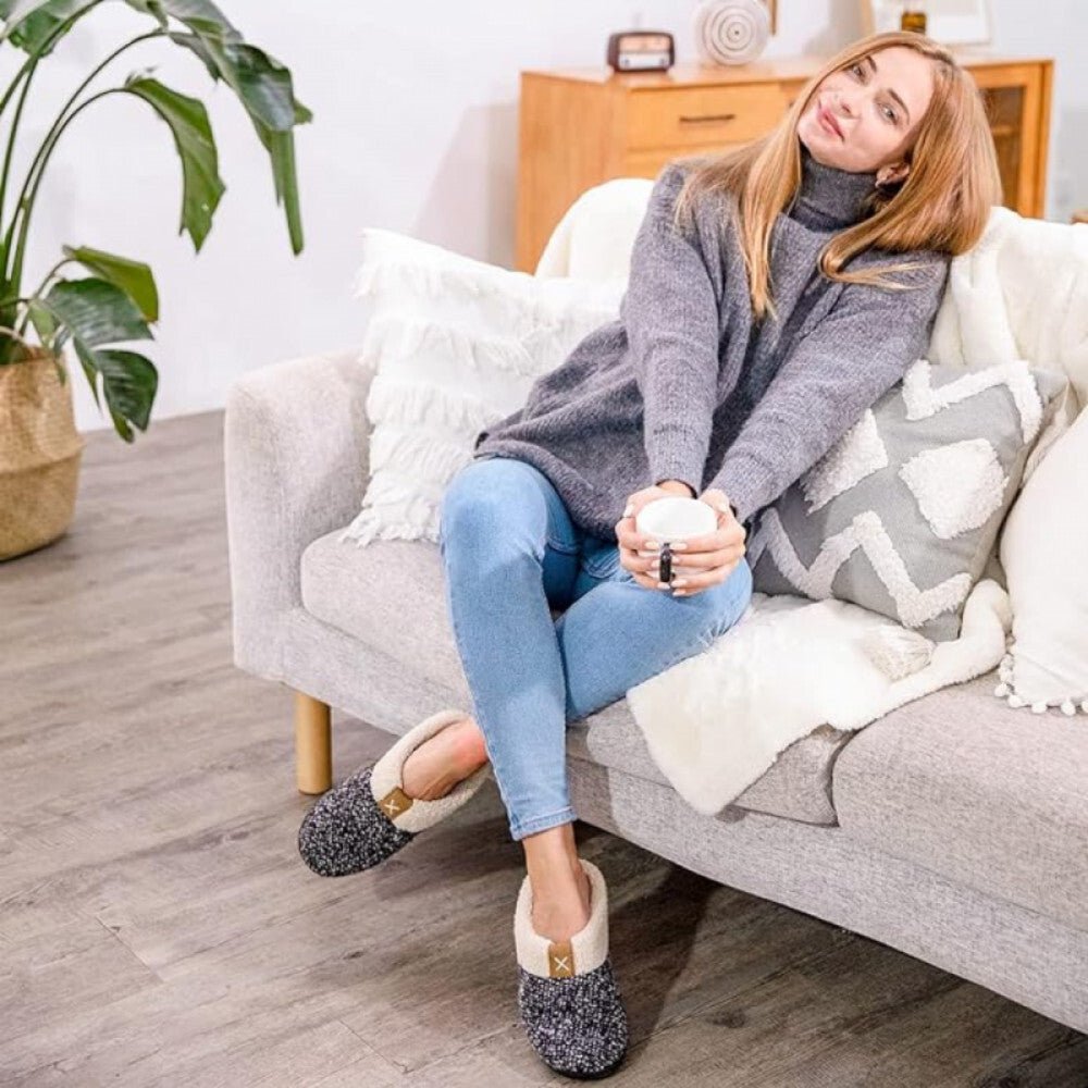 ULTRAIDEAS Memóriahabos Téli Mamusz – Fekete - Fehér, 44–45 - ös, Meleg Benti Papucs - BShopy44 - 45 - ös Méretférfi női mamuszkényelmes mamuszX000WD6A43_4