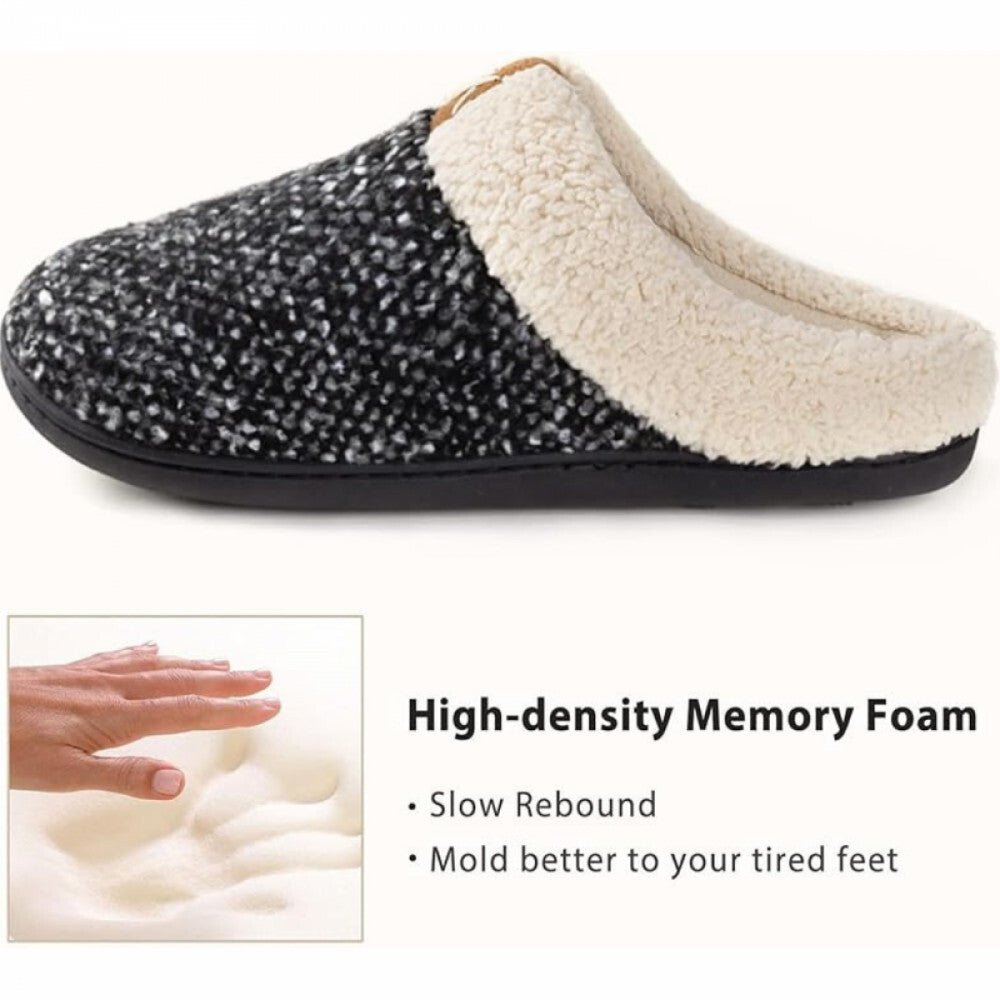 ULTRAIDEAS Memóriahabos Téli Mamusz – Fekete - Fehér, 44–45 - ös, Meleg Benti Papucs - BShopy44 - 45 - ös Méretférfi női mamuszkényelmes mamuszX000WD6A43_2