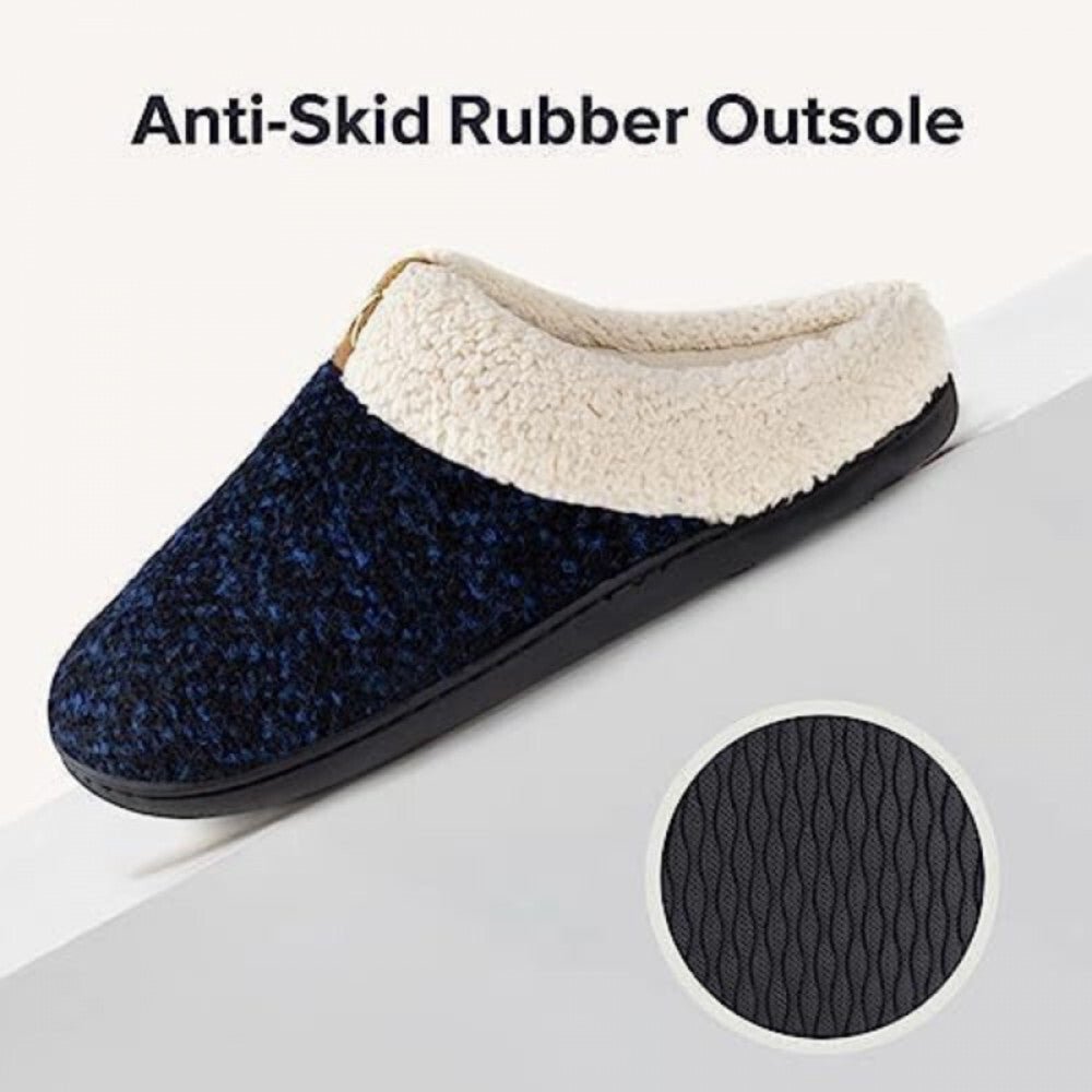 ULTRAIDEAS Memóriahabos Téli Mamusz – Fekete - Kék, 36–37 - es (22,9 cm), Meleg Benti Papucs - BShopy36 - 37 méretférfi női mamuszkényelmes mamuszX000WO8V2V_3