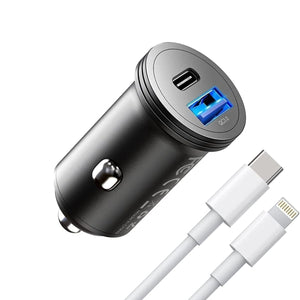 USB-C Kfz-Ladeadapter - 43W, Schnellladegerät mit 2 Anschlüssen für Handy und Tablet - BShopy