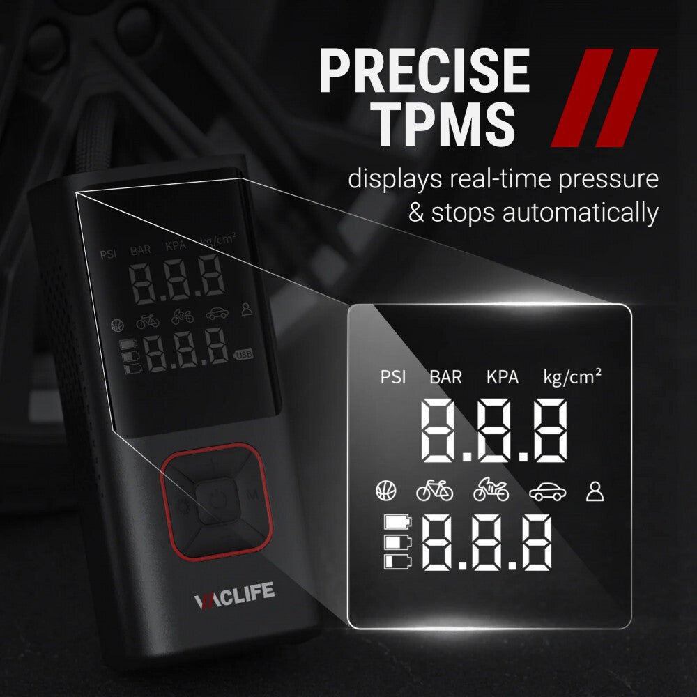 VacLife Vezetéknélküli Kerékfelfújó Hordozható Légkompresszor (VL7008) - BShopyautó kerék pumpahordozható gumiabroncs pumpahordozható légpumpaX001YG6C6X_3