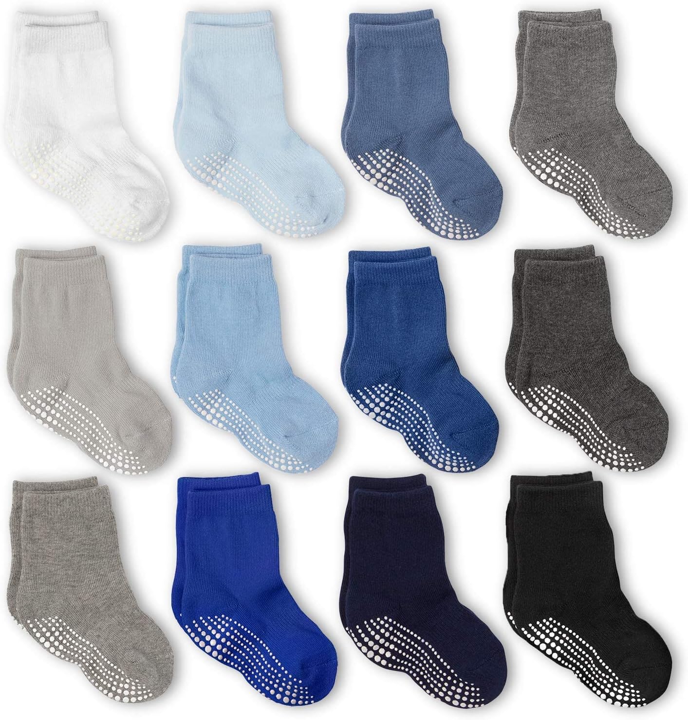 Rutschfeste PVC Babysocken-Set – 6/12 Paar atmungsaktive Baumwollsocken in verschiedenen Farben