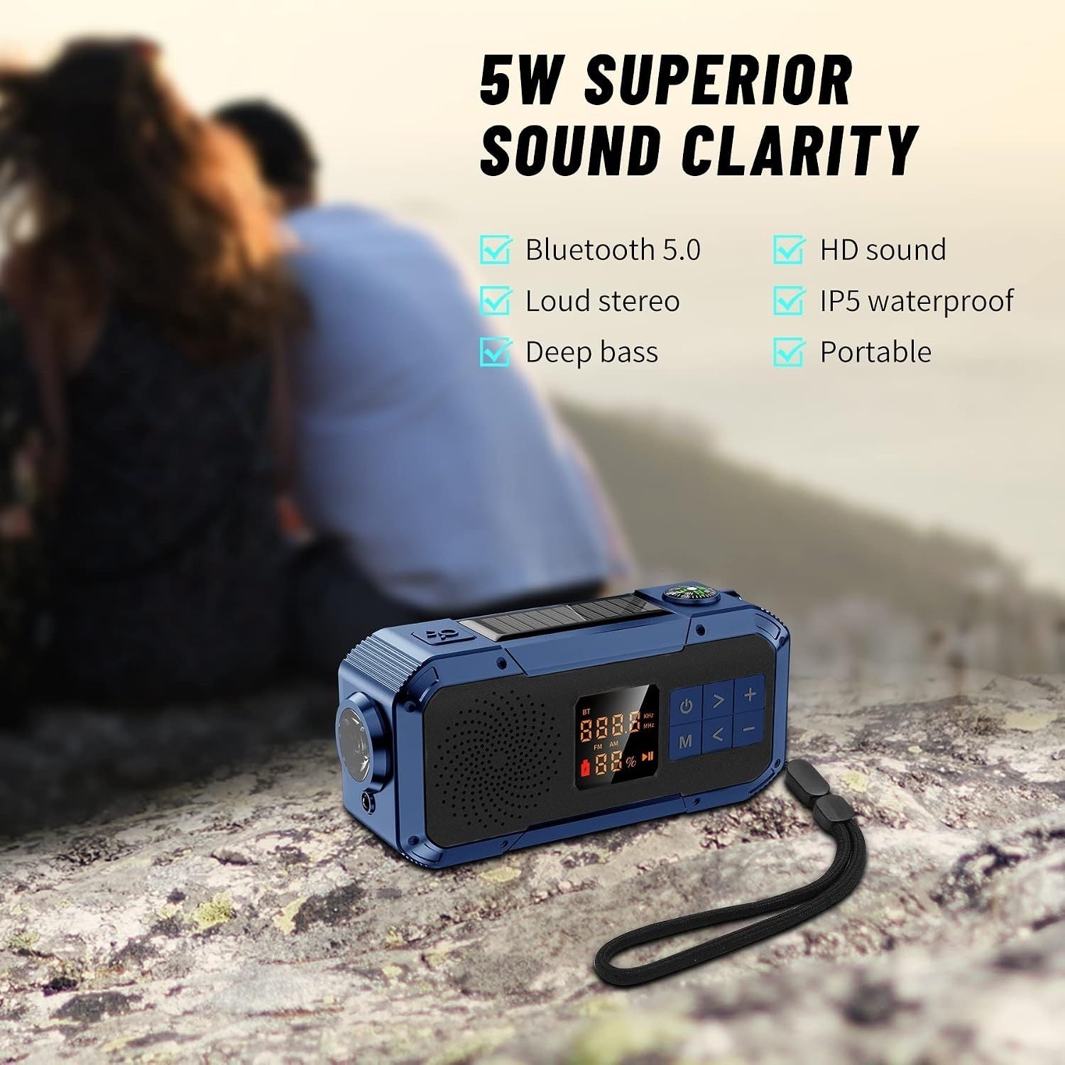 Multifunktionales Tragbares Radio - Bluetooth, Powerbank, Solar, Notlicht