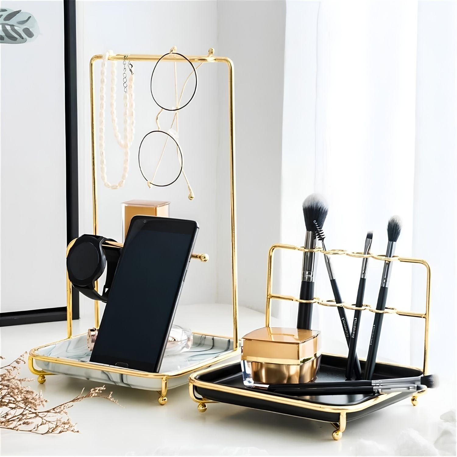 Tisch-Schmuckständer 16,5x28cm 2 Stück (Gold-Weiß)