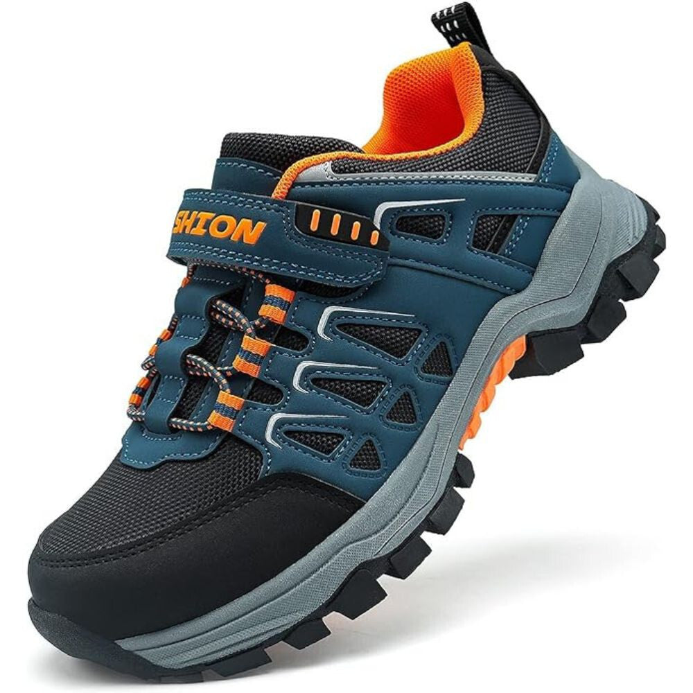 ASHION Kinder Wanderschuhe – Atmungsaktive Rutschfeste Sportschuhe Blau-Orange