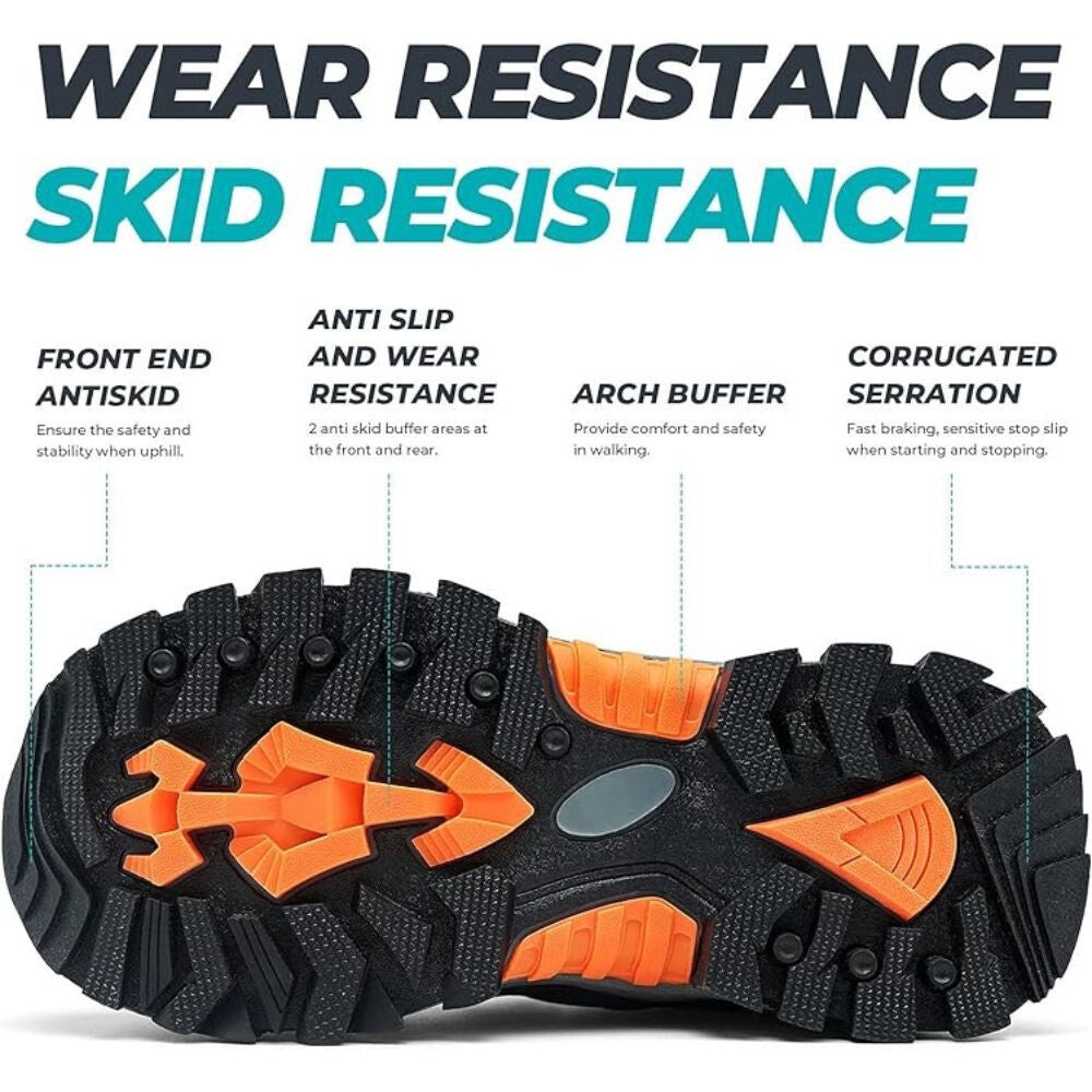 ASHION Kinder Wanderschuhe – Atmungsaktive Rutschfeste Sportschuhe Blau-Orange