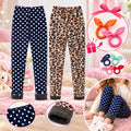Adorel Winter-Fleece Kinderleggings-Set (2 Stück) – Mit Punkten- und Leopardenmuster (120)