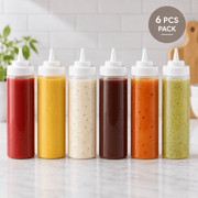 Dosierflaschen-Set – 6 Stück 230 ml Kunststoff-Saucenspender für die Küche
