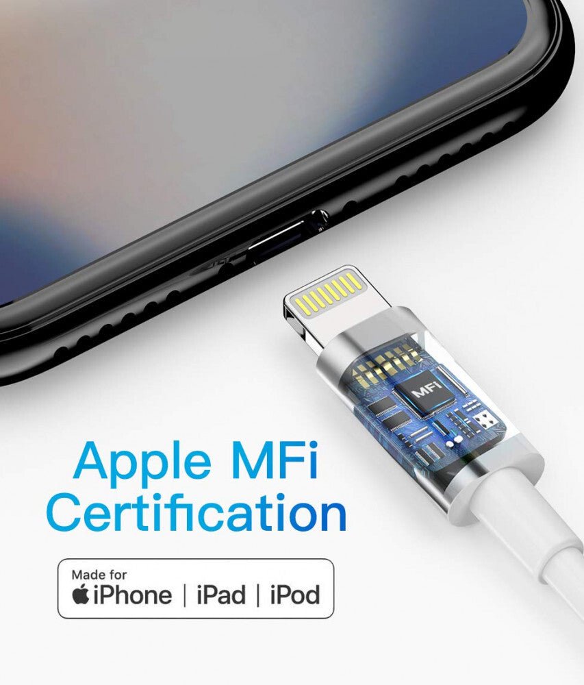 Apple MFi Tanúsítvánnyal Rendelkező iPhone Töltőkábel - Lightning - USB, 3m, Fehér - BShopy